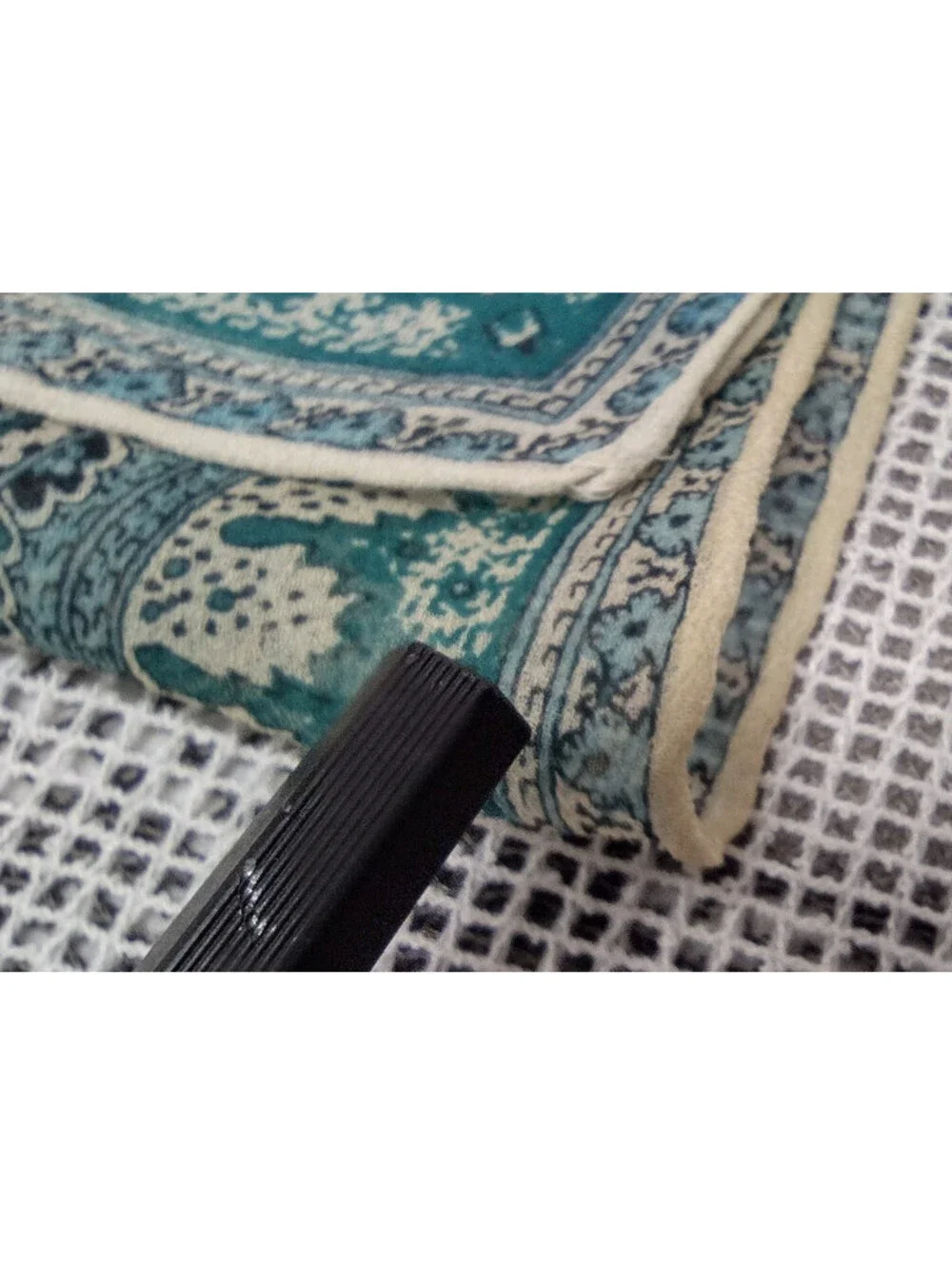 Vintage 50s 60s Silk Chiffon Scarf  Big Indian Paisley Teal Green Wide Oblong